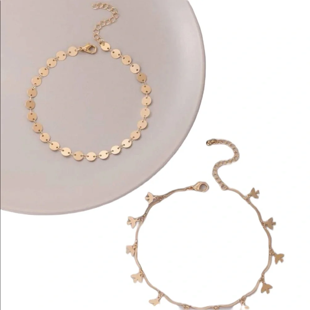 Gold Tone Disk and Bird Anklets - Picture 2 of 4